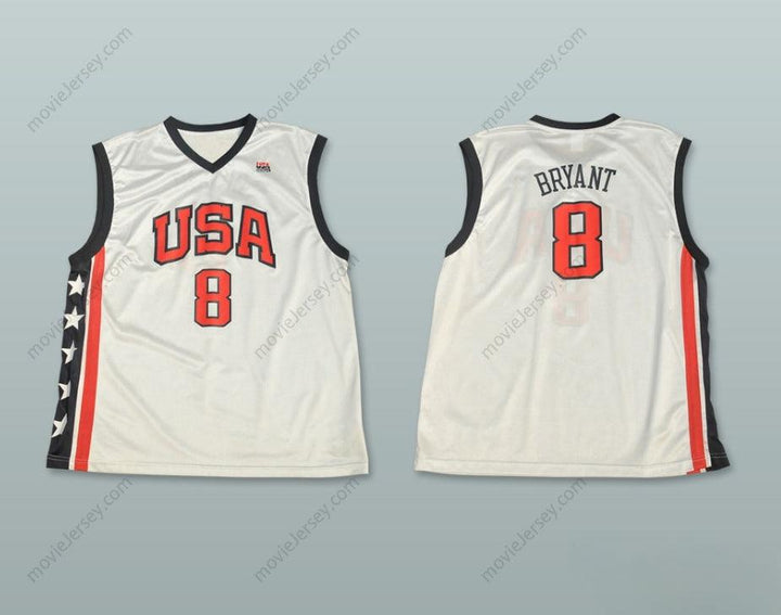 CUSTOM ANY Name Number KOBE BRYANT 8 TEAM USA WHITE BASKETBALL JERSEY Top Stitched S-6XL
