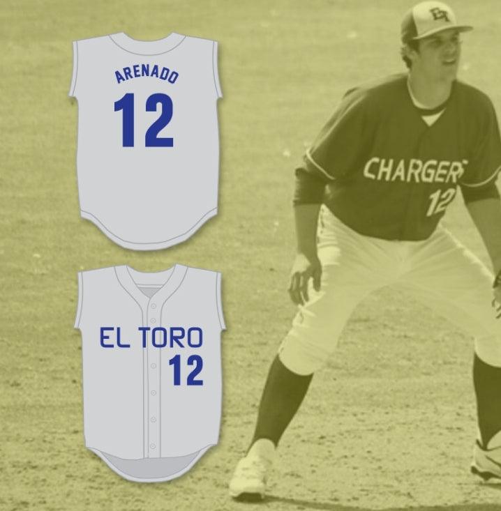 Custom Any Name Number NOLAN ARENADO 12 EL TORO HIGH SCHOOL CHARGERS GRAY BASEBALL JERSEY 2 Top Stitched S-6XL