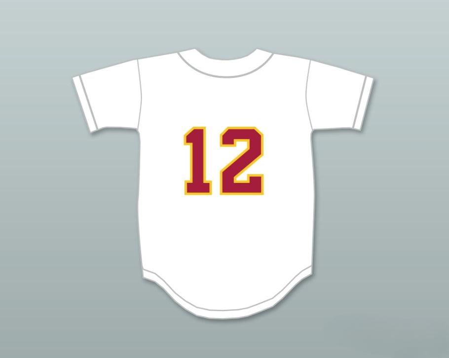 Custom Any Name Number AARON HICKS 12 WOODROW WILSON CLASSICAL HIGH SCHOOL BRUINS WHITE BASEBALL JERSEY 1 Top Stitched S-6XL