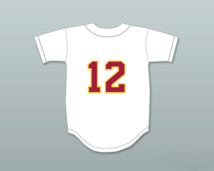 Custom Any Name Number AARON HICKS 12 WOODROW WILSON CLASSICAL HIGH SCHOOL BRUINS WHITE BASEBALL JERSEY 1 Top Stitched S-6XL