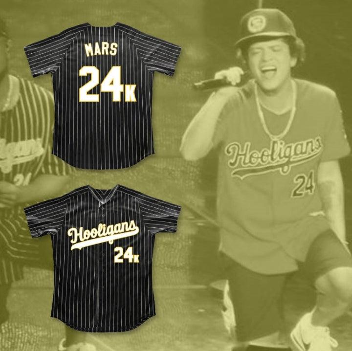 Custom Any Name Number MARS 24K HOOLIGANS BLACK PINSTRIPED BASEBALL JERSEY Top Stitched S-6XL