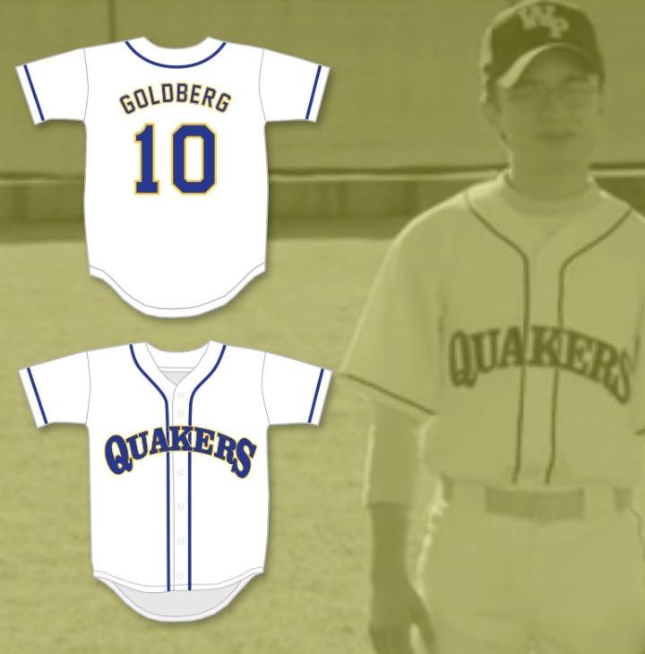 Custom Any Name Number ADAM GOLDBERG 10 WILLIAM PENN ACADEMY QUAKERS WHITE BASEBALL JERSEY Top Stitched S-6XL