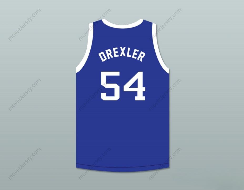 CUSTOM ANY Name Number CLYDE DREXLER 54 STERLING HIGH SCHOOL RAIDERS BLUE BASKETBALL JERSEY 2 Top Stitched S-6XL