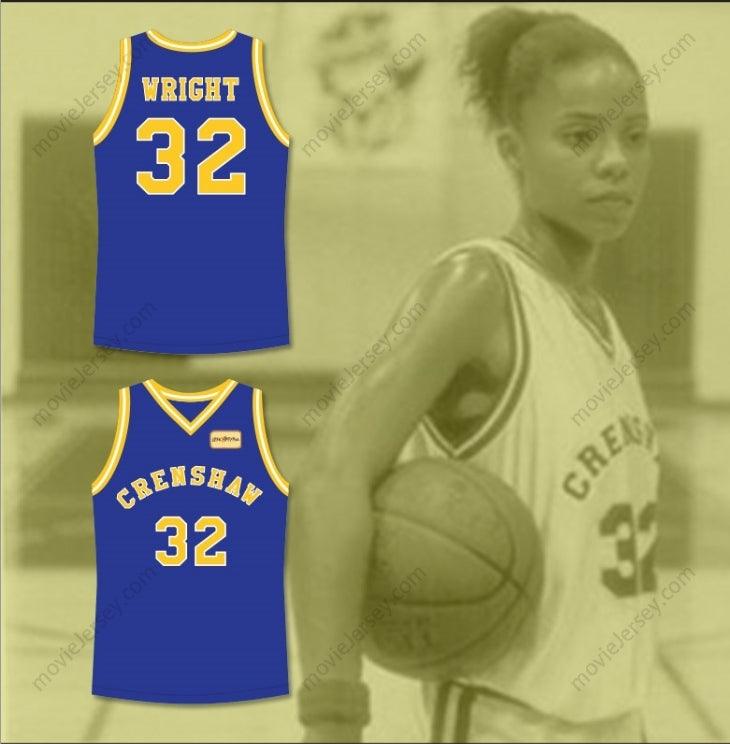 CUSTOM ANY Name Number MONICA WRIGHT 32 CRENSHAW HIGH SCHOOL BLUE BASKETBALL JERSEY WITH LOVE AND BASKETBALL PATCH Top Stitched S-6XL