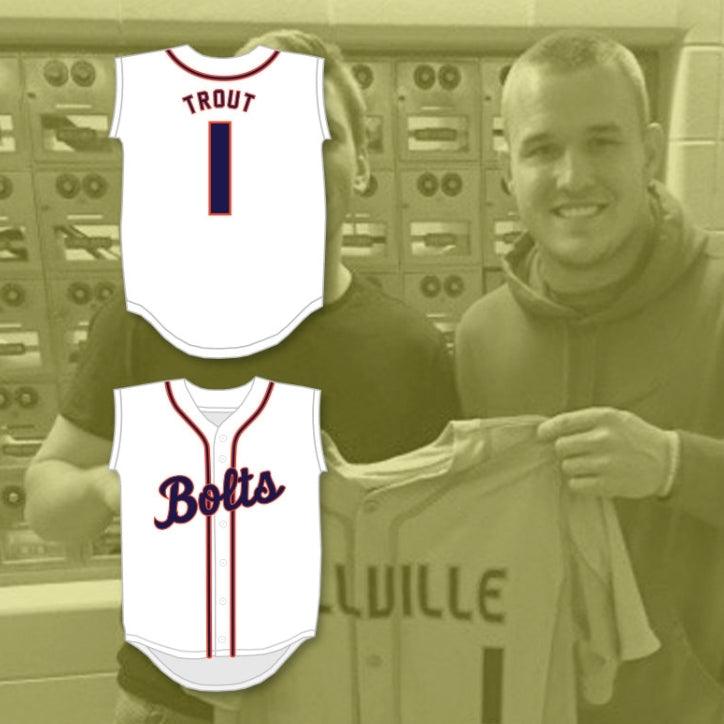 Custom Any Name Number MIKE TROUT 1  SENIOR HIGH SCHOOL THUNDERBOLTS WHITE BASEBALL JERSEY 2 Top Stitched S-6XL
