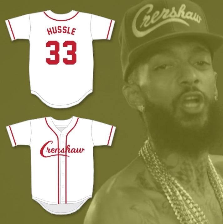 Custom Any Name Number NIPSEY HUSSLE 33 CRENSHAW WHITE AND RED BASEBALL JERSEY Top Stitched S-6XL