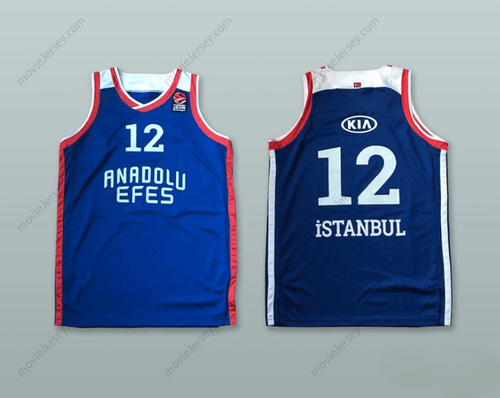 CUSTOM ANY Name Number ANADOLU EFES SK ISTANBUL TURKEY 12 BLUE BASKETBALL JERSEY Top Stitched S-6XL