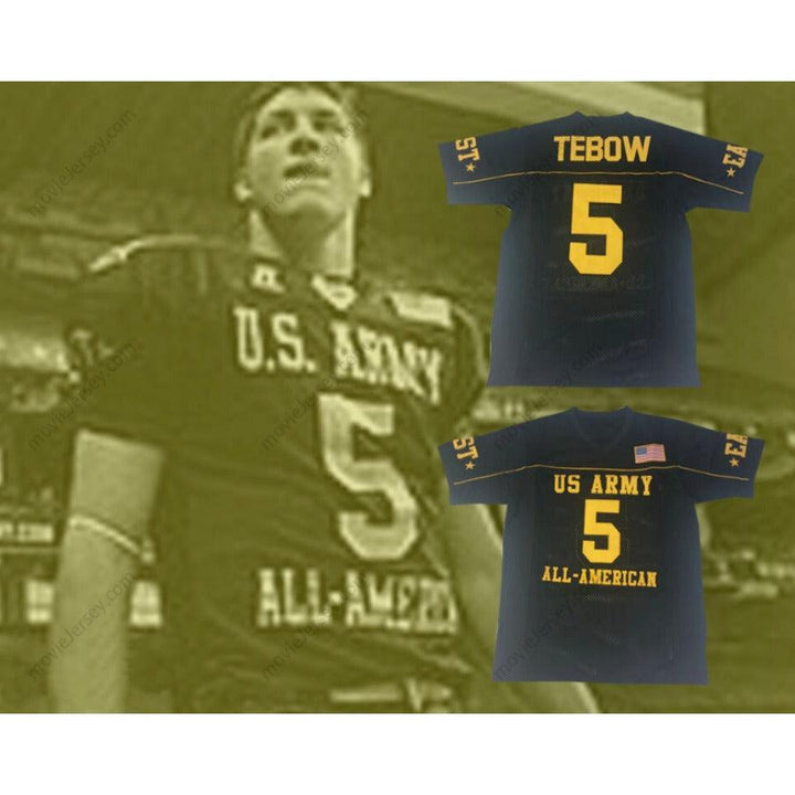 CUSTOM ANY Name Number TIM TEBOW 5 U.S. ARMY HIGH SCHOOL ALL-AMERICAN EAST BLACK FOOTBALL JERSEY Top Stitched S-6XL