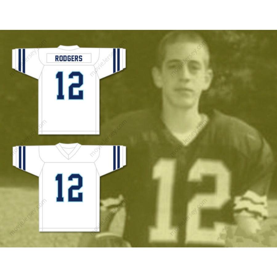 CUSTOM ANY Name Number AARON RODGERS 12 PLEASANT VALLEY HIGH SCHOOL VIKINGS WHITE FOOTBALL JERSEY Top Stitched S-6XL