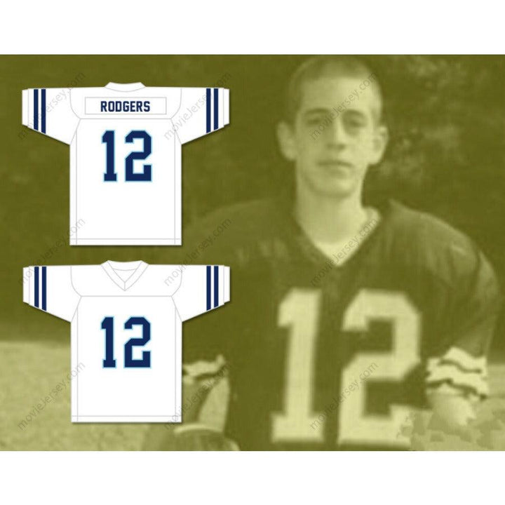 CUSTOM ANY Name Number AARON RODGERS 12 PLEASANT VALLEY HIGH SCHOOL VIKINGS WHITE FOOTBALL JERSEY Top Stitched S-6XL