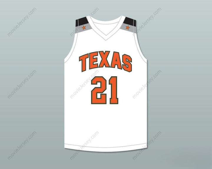 CUSTOM ANY Name Number PLAYER 21 TEXAS D1 AMBASSADORS  WHITE BASKETBALL JERSEY 1 Top Stitched S-6XL