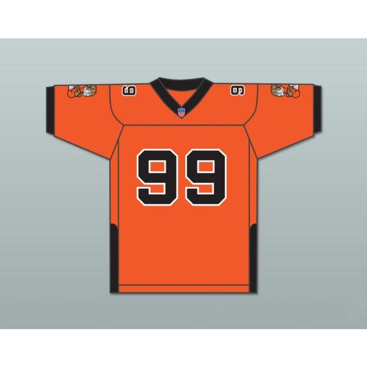 CUSTOM ANY WITH PATCHES ORC FOGTEETH DORGHU 99 ORANGE/BLACK FOOTBALL JERSEY Top Stitched S-6XL