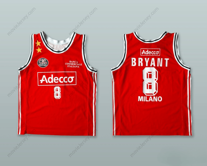 CUSTOM ANY Name Number KOBE BRYANT 8 OLIMPIA MILANO RED BASKETBALL JERSEY Top Stitched S-6XL
