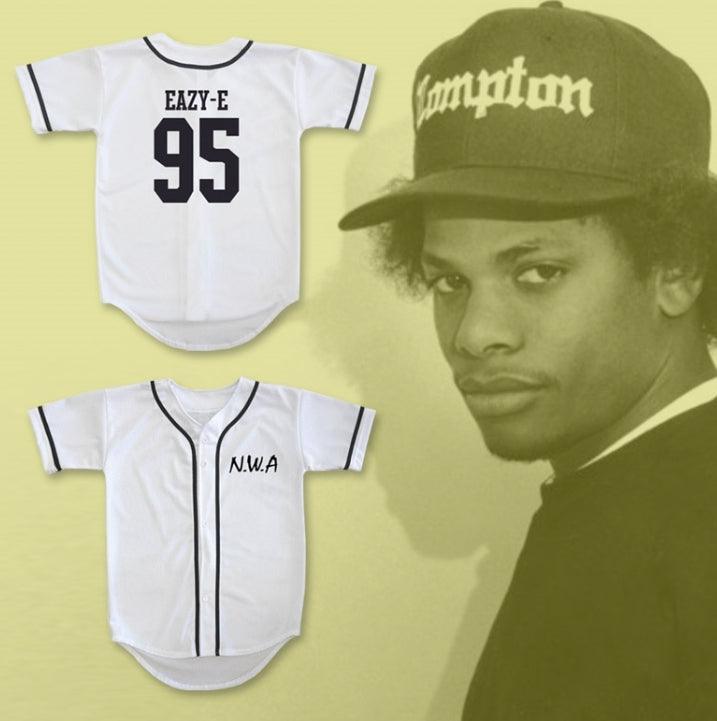 Custom Any Name Number N.W.A. EAZY-E 95 WHITE BASEBALL JERSEY Top Stitched S-6XL