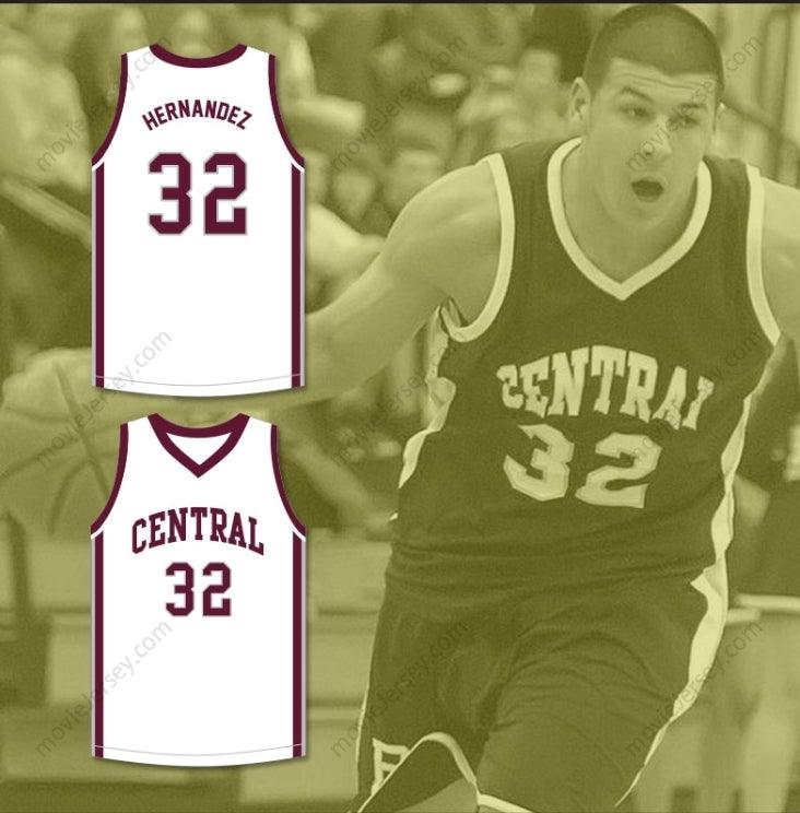 CUSTOM ANY Name Number AARON HERNANDEZ 32 BRISTOL CENTRAL RAMS WHITE BASKETBALL JERSEY KILLER INSIDE: THE MIND OF AARON HERNANDEZ Top Stitched S-6XL