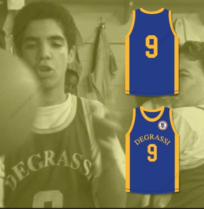CUSTOM ANY Name Number DRAKE JIMMY BROOKS 9 DEGRASSI COMMUNITY SCHOOL PANTHERS HOME BASKETBALL JERSEY WITH PATCH Top Stitched S-6XL