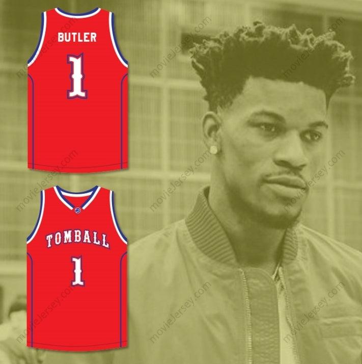 CUSTOM ANY Name Number JIMMY BUTLER 1  HIGH SCHOOL COUGARS RED BASKETBALL JERSEY Top Stitched S-6XL