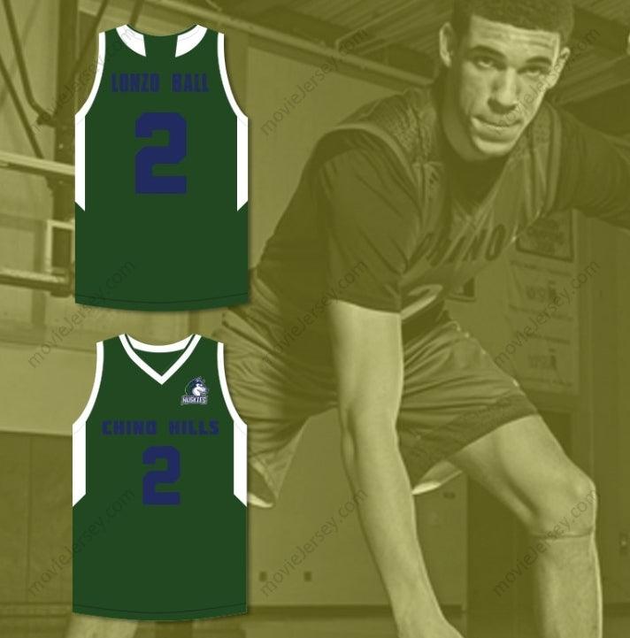 CUSTOM ANY Name Number LONZO BALL 2 CHINO HILLS HUSKIES GREEN BASKETBALL JERSEY WITH PATCH Top Stitched S-6XL