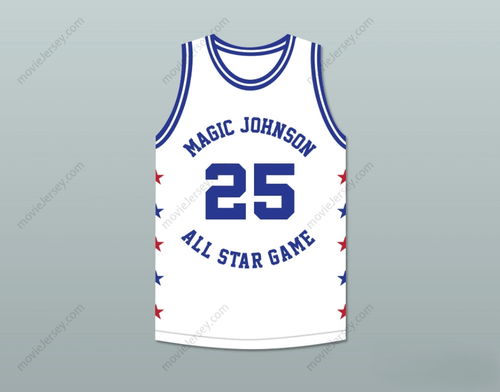 CUSTOM ANY Name Number JEROME KERSEY 25 MAGIC JOHNSON ALL STAR GAME WHITE BASKETBALL JERSEY 1989 MIDSUMMER NIGHT'S MAGIC CHARITY EVENT Top Stitched S-6XL