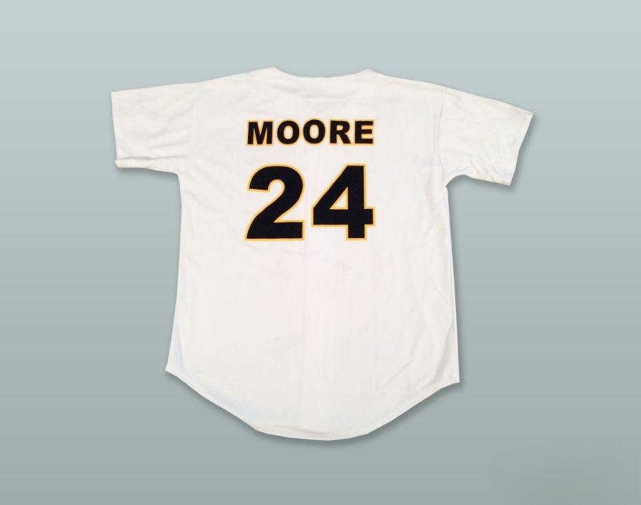 Custom Any Name Number JEREMY MOORE 24 BEES WHITE BUTTON DOWN BASEBALL JERSEY Top Stitched S-6XL
