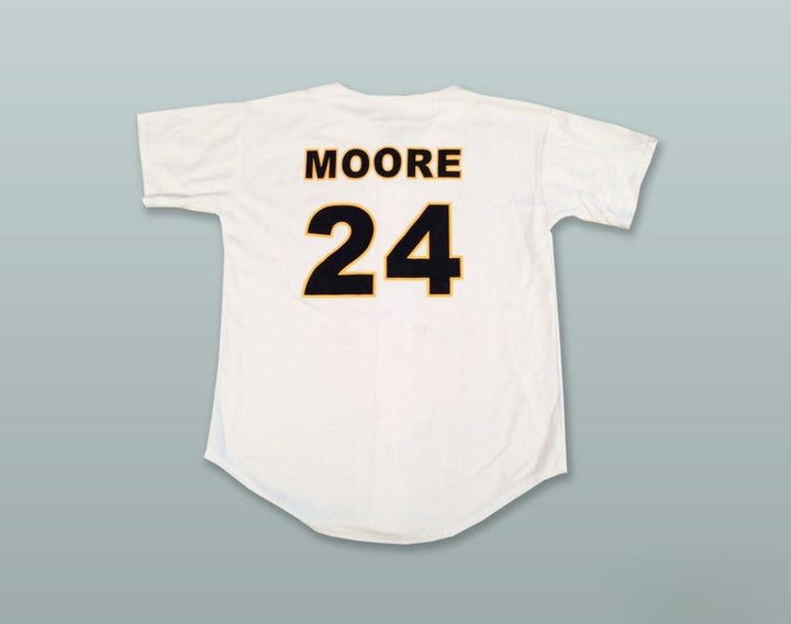 Custom Any Name Number JEREMY MOORE 24 BEES WHITE BUTTON DOWN BASEBALL JERSEY Top Stitched S-6XL