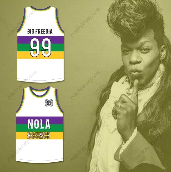 CUSTOM ANY Name Number BIG FREEDIA 99 NOLA BOUNCE WHITE BASKETBALL JERSEY Top Stitched S-6XL
