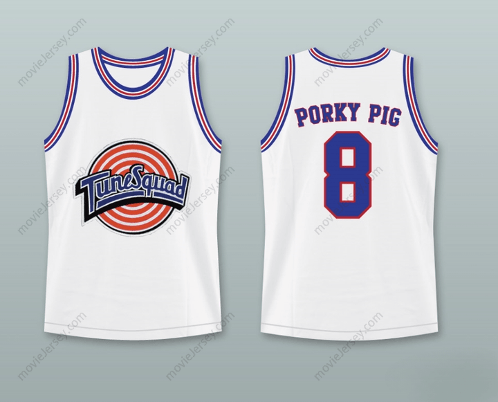 CUSTOM ANY Name Number SPACE JAM TUNE SQUAD PORKY PIG 8 BASKETBALL JERSEY STITCH SEWN Top Stitched S-6XL