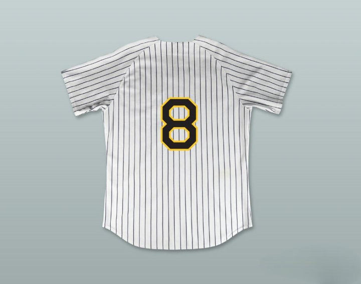 Custom Any Name Number BILLY 'DOWNTOWN' ANDERSON 8 BUZZ WHITE PINSTRIPED BASEBALL JERSEY MAJOR LEAGUE: BACK TO THE MINORS Top Stitched S-6XL