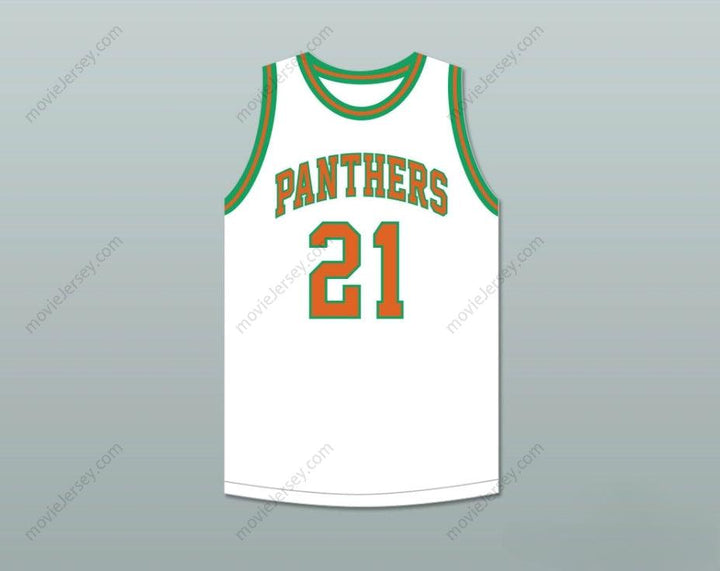 CUSTOM ANY Name Number BILL SHARMAN 21 PORTERVILLE HIGH SCHOOL PANTHERS WHITE BASKETBALL JERSEY 1 Top Stitched S-6XL