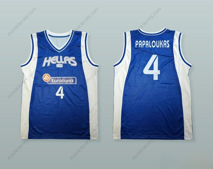 CUSTOM ANY Name Number THEODOROS PAPALOUKAS 4 GREECE BLUE BASKETBALL JERSEY Top Stitched S-6XL