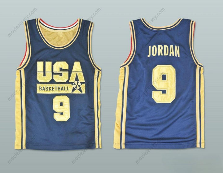CUSTOM ANY Name Number MICHAEL   9 USA BLUE AND GOLD BASKETBALL JERSEY Top Stitched S-6XL