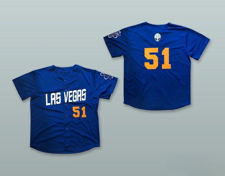 Custom Any Name Number  51S BLUE BUTTON DOWN BASEBALL JERSEY Top Stitched S-6XL