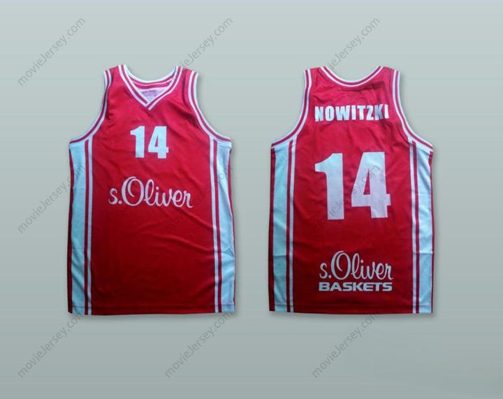 CUSTOM ANY Name Number DIRK NOWITZKI 14 S.OLIVER WURZBURG RED BASKETBALL JERSEY Top Stitched S-6XL