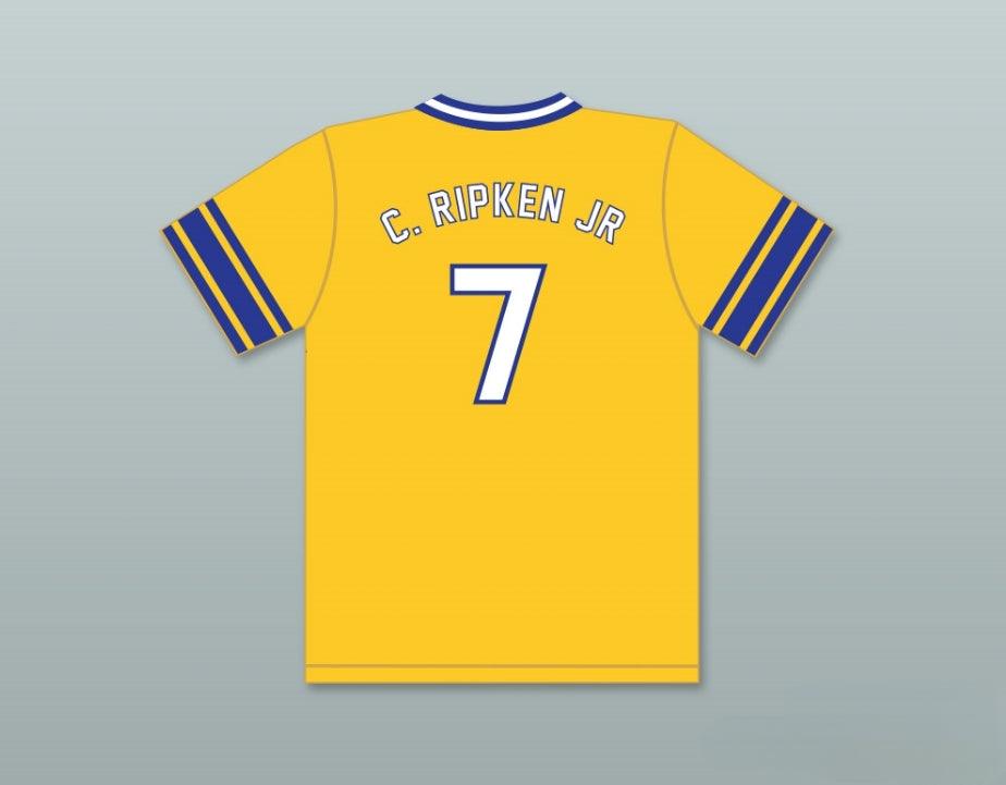 Custom Any Name Number CAL RIPKEN JR 7 ABERDEEN HIGH SCHOOL  YELLOW BASEBALL JERSEY 2 Top Stitched S-6XL