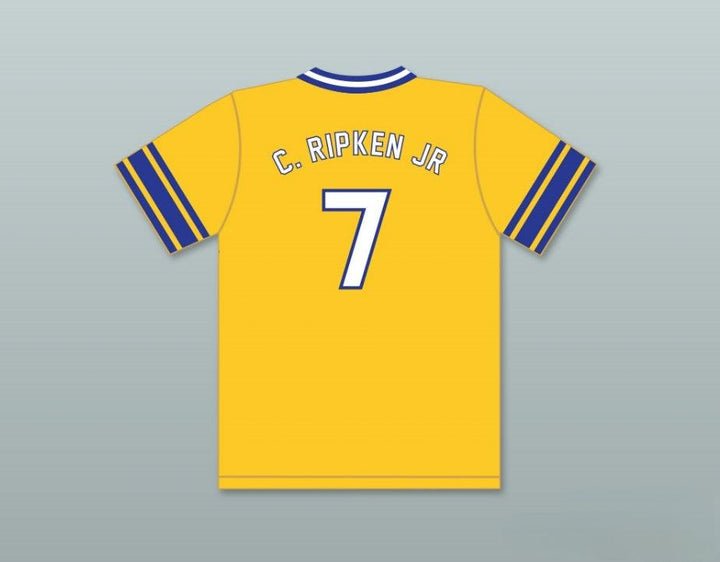 Custom Any Name Number CAL RIPKEN JR 7 ABERDEEN HIGH SCHOOL  YELLOW BASEBALL JERSEY 2 Top Stitched S-6XL