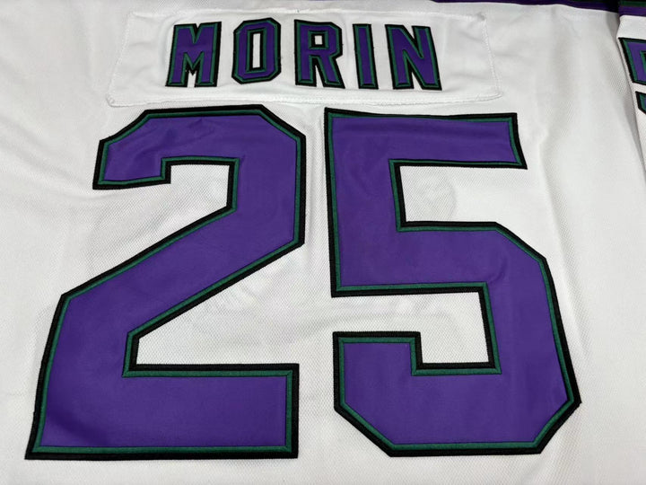 Custom Any Name Number STEPHANE MORIN 25 MINNESOTA MOOSE WHITE HOCKEY JERSEY Top Stitched S-6XL