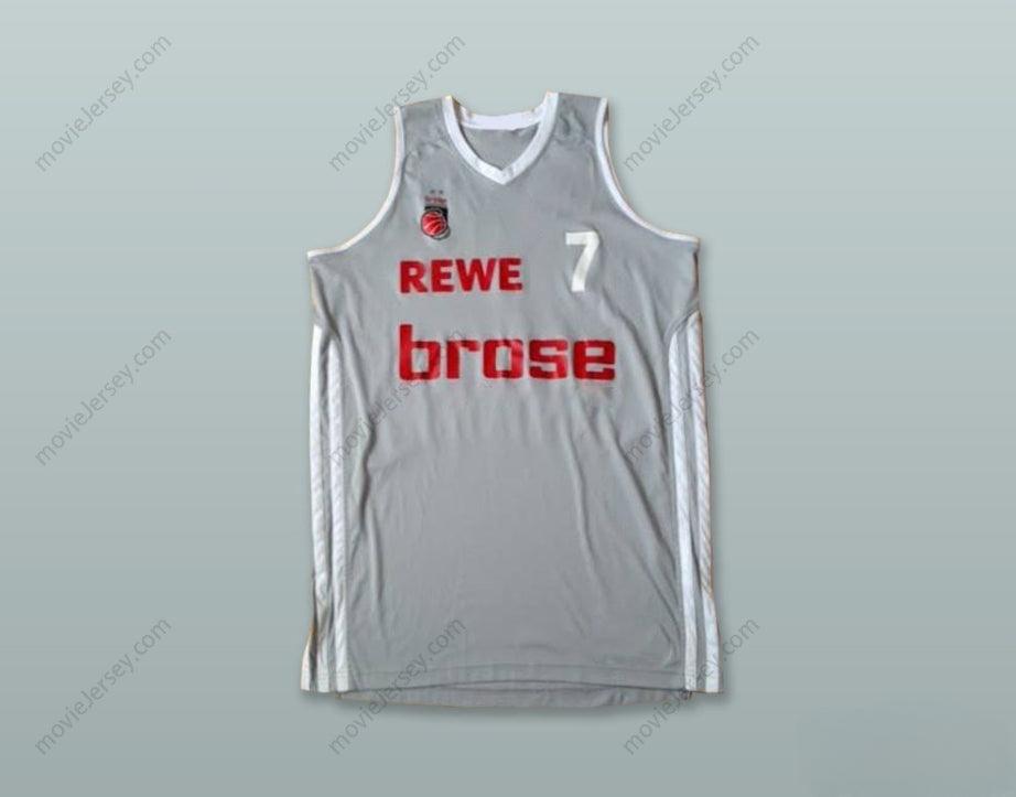 CUSTOM ANY Name Number BOSTJAN NACHBAR 7 BROSE BAMBERG GERMANY GRAY BASKETBALL JERSEY Top Stitched S-6XL