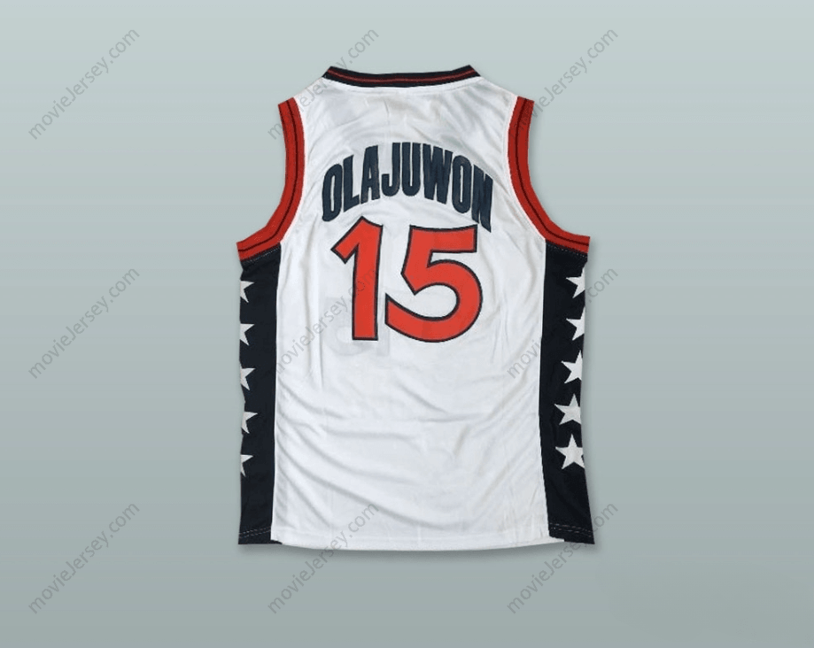 CUSTOM ANY Name Number 1996 HAKEEM OLAJUWON 15 USA TEAM HOME BASKETBALL JERSEY Top Stitched S-6XL