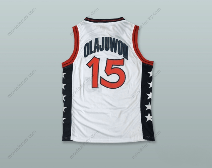 CUSTOM ANY Name Number 1996 HAKEEM OLAJUWON 15 USA TEAM HOME BASKETBALL JERSEY Top Stitched S-6XL