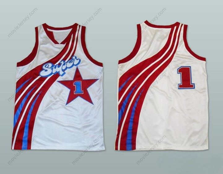 CUSTOM ANY Name Number SUPER STAR 1 WHITE BASKETBALL JERSEY Top Stitched S-6XL