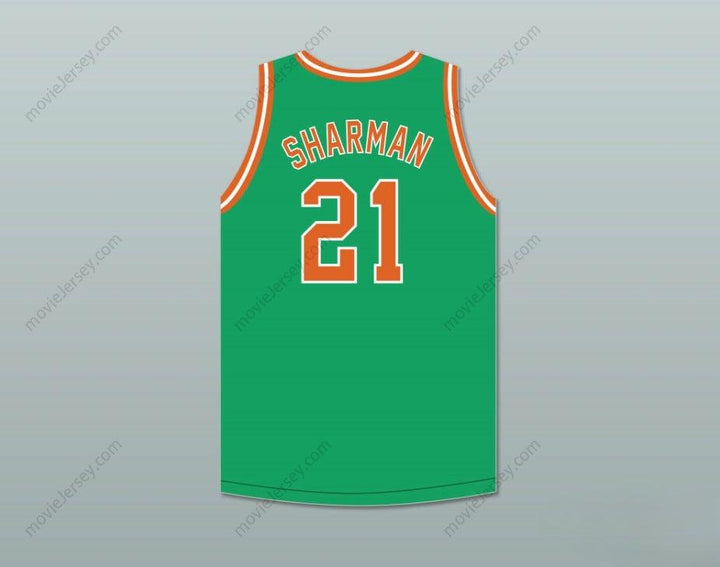 CUSTOM ANY Name Number BILL SHARMAN 21 PORTERVILLE HIGH SCHOOL PANTHERS GREEN BASKETBALL JERSEY 1 Top Stitched S-6XL