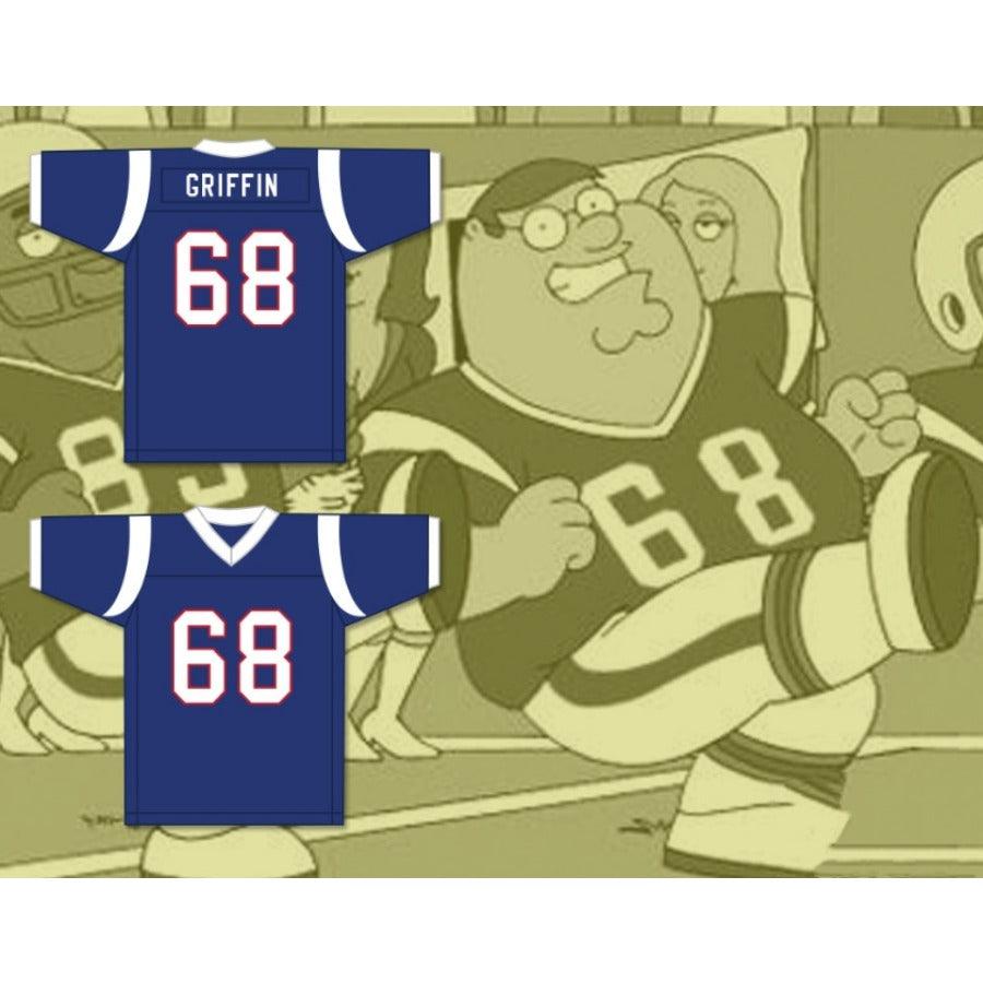 CUSTOM ANY Name Number PETER GRIFFIN 68 BLUE FOOTBALL JERSEY FAMILY GUY Top Stitched S-6XL