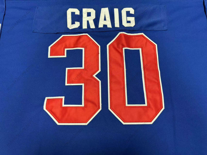 Custom Any Name Number 1980 MIRACLE ON ICE TEAM USA JIM CRAIG 30 HOCKEY JERSEY BLUE WITH PATCH Top Stitched S-6XL