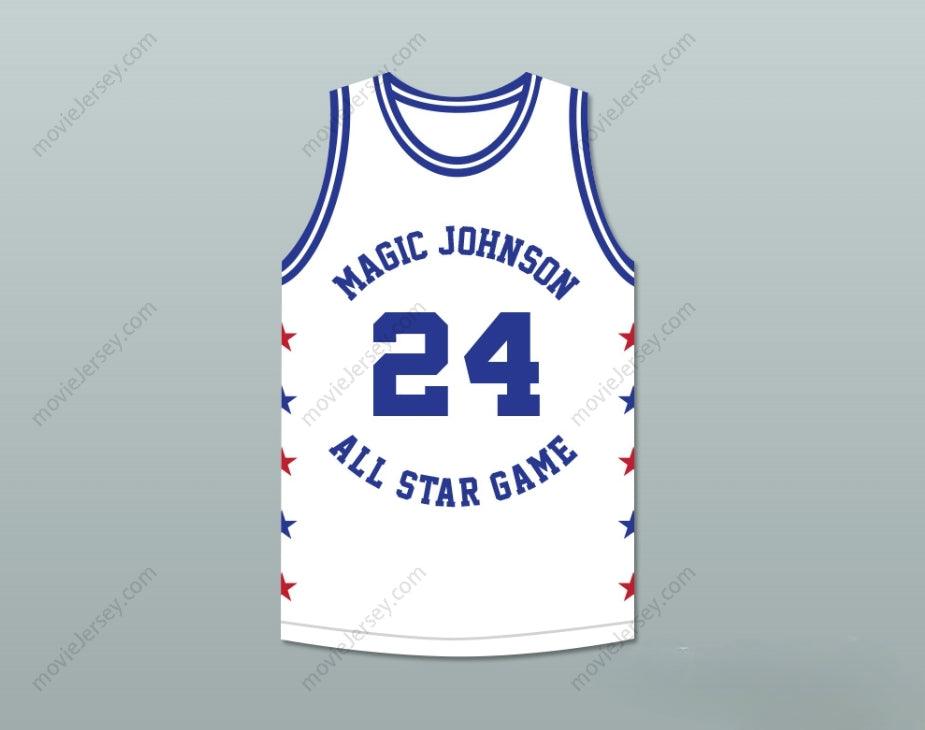 CUSTOM ANY Name Number REGGIE THEUS 24 MAGIC JOHNSON ALL STAR GAME WHITE BASKETBALL JERSEY 1986 MIDSUMMER NIGHT'S MAGIC CHARITY EVENT Top Stitched S-6XL