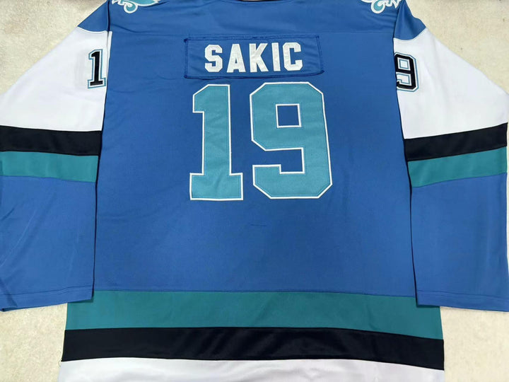 Custom Any Name Number JOE SAKIC 19 QUEBEC NORDIQUES BLUE HOCKEY JERSEY Top Stitched S-6XL