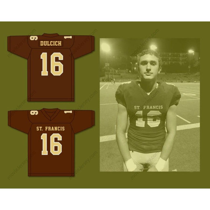 CUSTOM ANY Name Number GREG DULCICH 16 SAINT FRANCIS HIGH SCHOOL GOLDEN KNIGHTS Football Jersey Top Stitched S-6XL