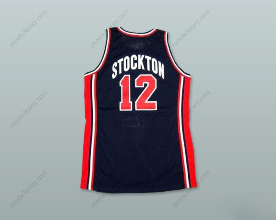 CUSTOM ANY Name Number 1992 JOHN STOCKTON 12 USA AWAY BASKETBALL JERSEY Top Stitched S-6XL