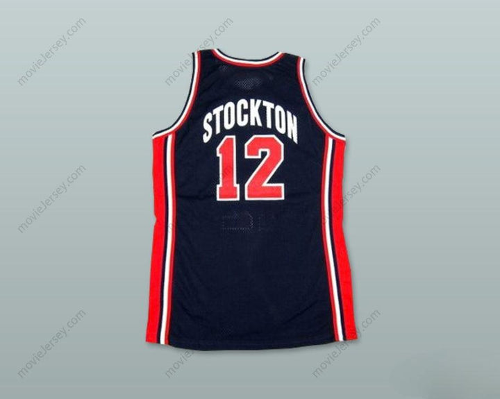 CUSTOM ANY Name Number 1992 JOHN STOCKTON 12 USA AWAY BASKETBALL JERSEY Top Stitched S-6XL