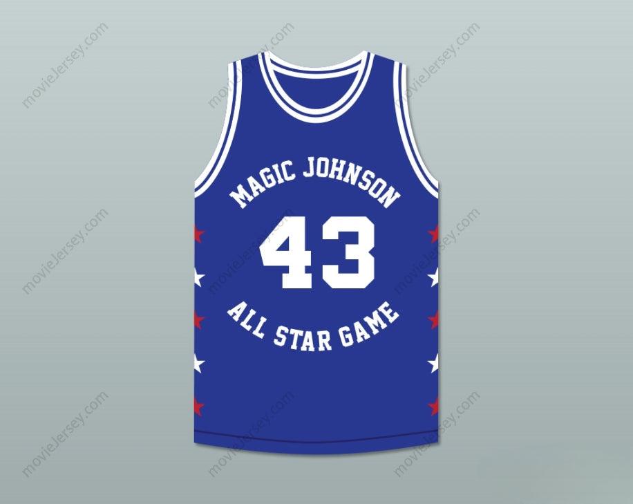CUSTOM ANY Name Number FRANK BRICKOWSKI 43 MAGIC JOHNSON ALL STAR GAME BLUE BASKETBALL JERSEY 1989 MIDSUMMER NIGHT'S MAGIC CHARITY EVENT Top Stitched S-6XL