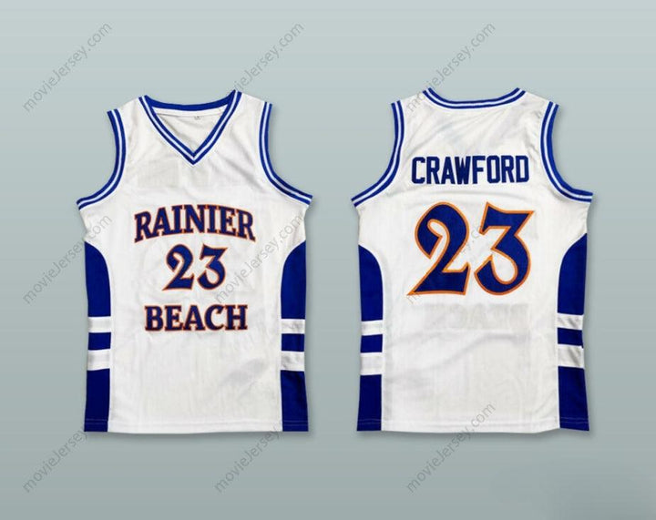 CUSTOM ANY Name Number JAMAL CRAWFORD 23 RAINIER BEACH HIGH SCHOOL VIKINGS WHITE BASKETBALL JERSEY Top Stitched S-6XL